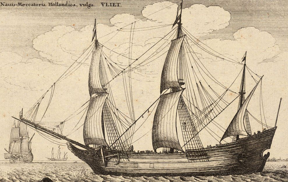 Dutch Flyte Ship (published 1677). Similar to the earlier galleon in cargo space but faster and with a shallower draft. The Infernal looked like this ship.