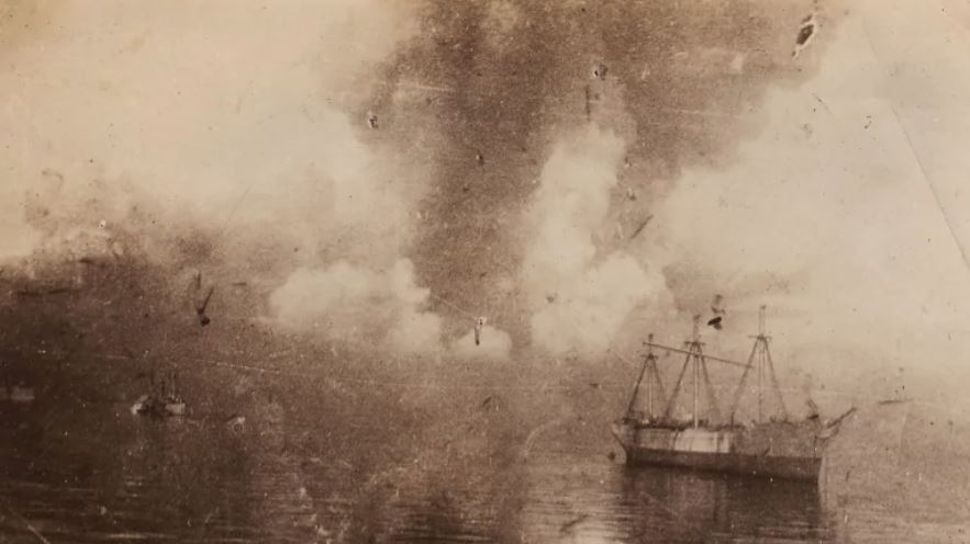 Debris rains down from the Halifax explosion.
