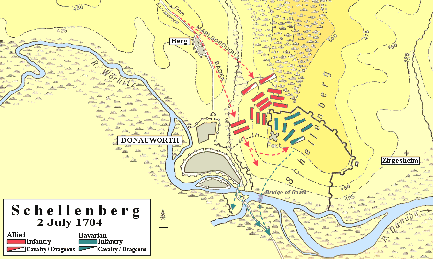 Troop Movements at the Battle of Schellenberg. The English and Imperial Army would lose