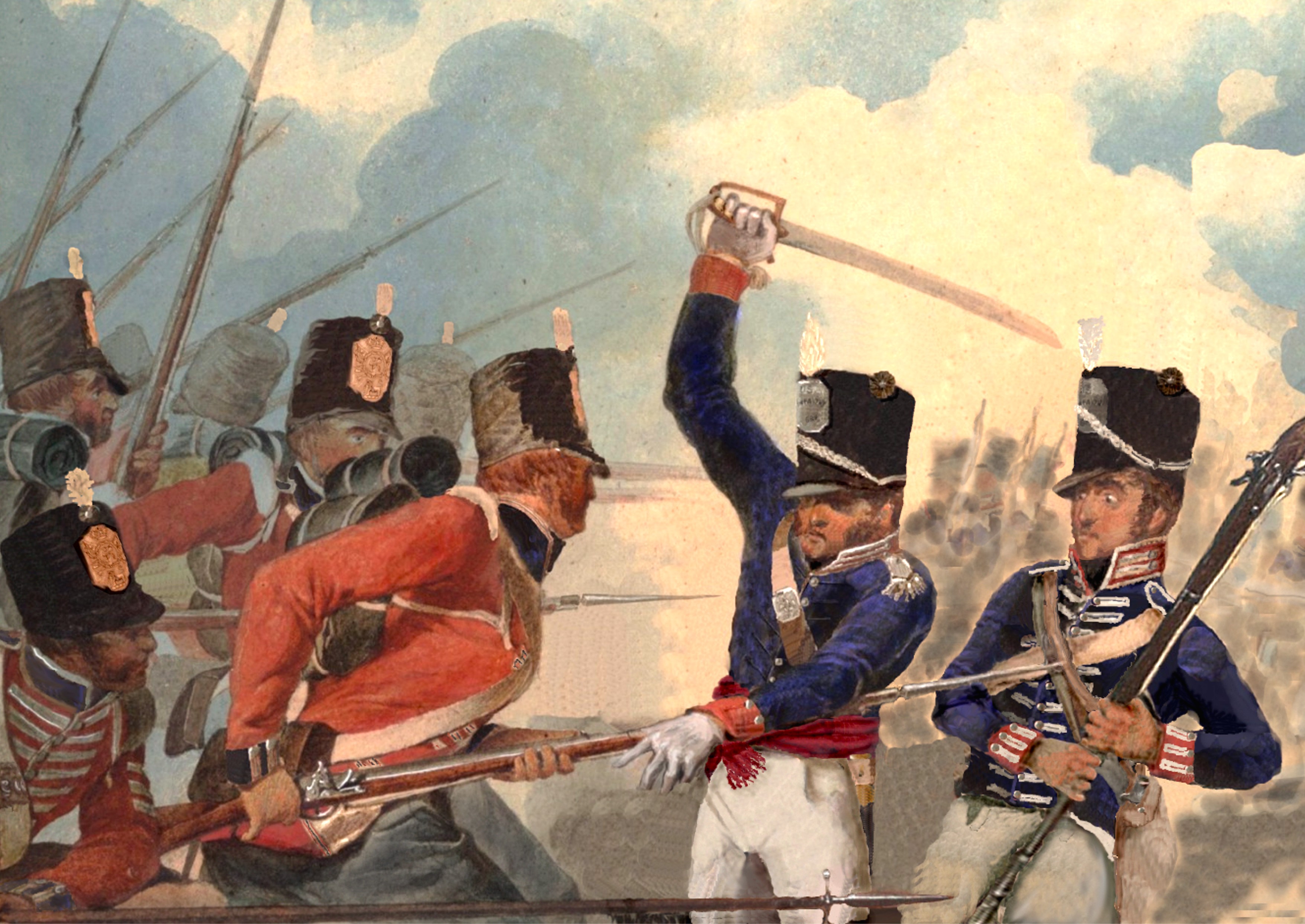 Royal Newfoundland Fencibles jostling with the 6th US Infantry at Fort George, 1813 (by R Henderson)
