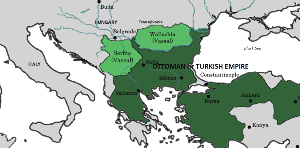 The Ottoman or Turkish Empire at the time of Dracula