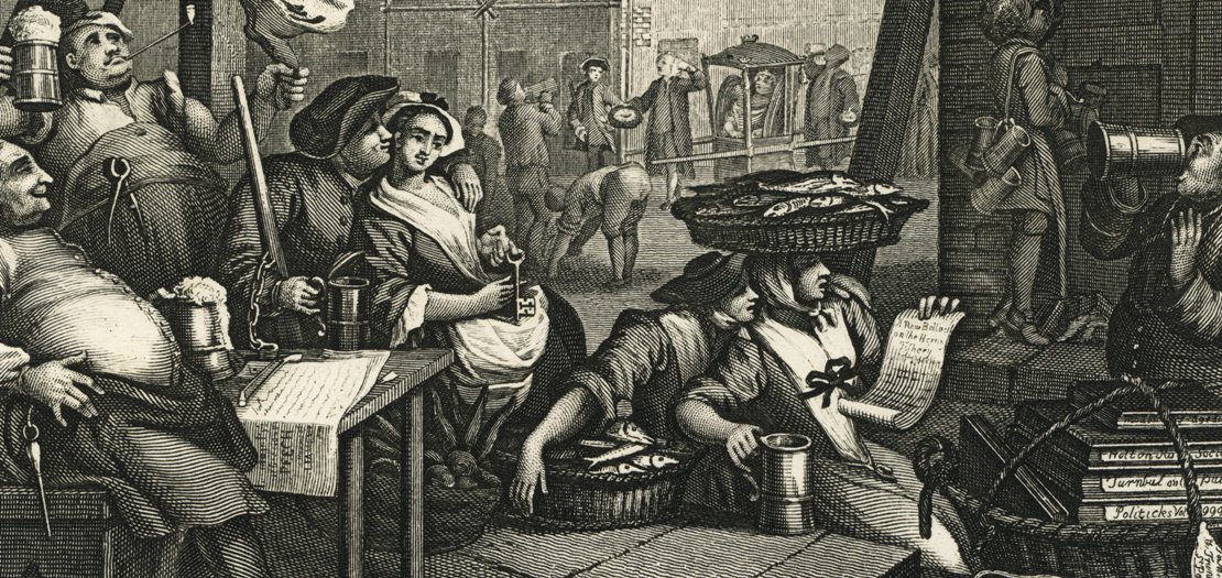 William Hogarth trumpeted the advantages of drinking beer in his print Beer Street (pub.1751)
