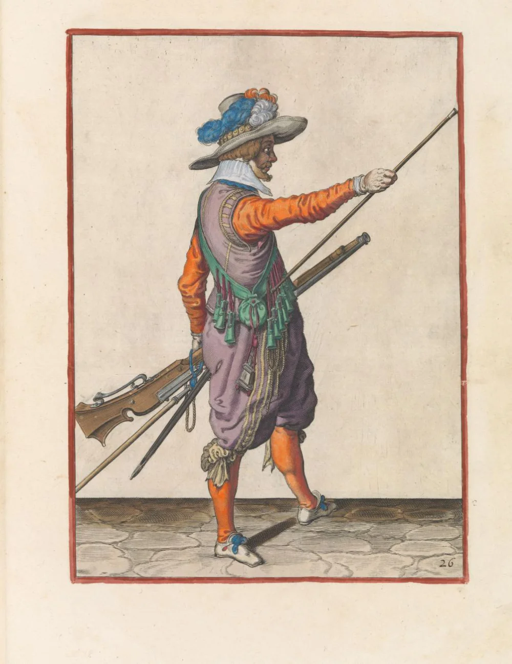 Musketeer handling his ramrod, plate 26