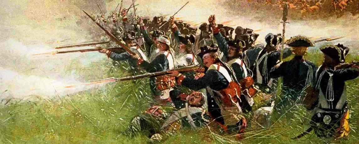 Leibgarde Battalion covering the Prussian retreat at the Battle of Kolin in 1757 (R. Knotel)