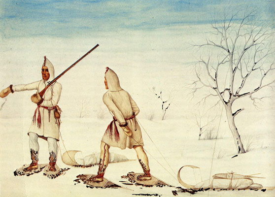 Prairie Natives in the Winter using the northwest trade gun