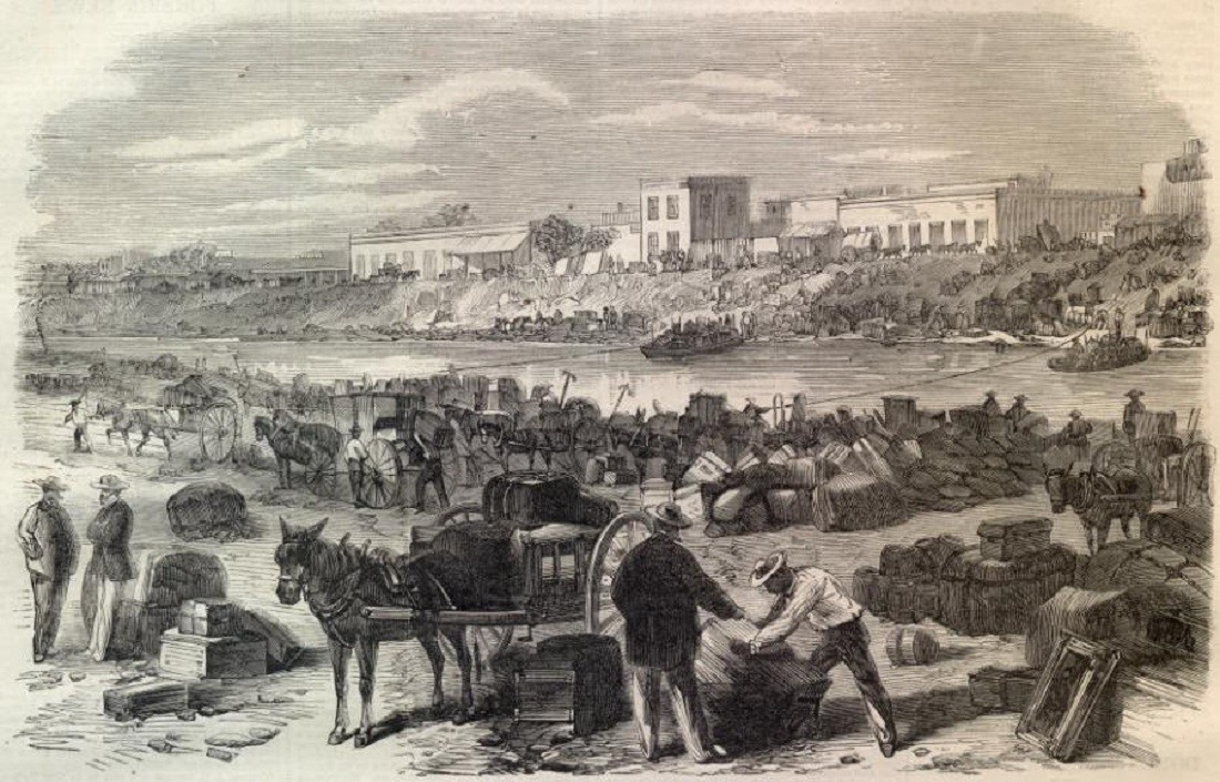 The bustling wartime trade near the mouth of the Rio Grande in 1864. (Harper's Weekly)  