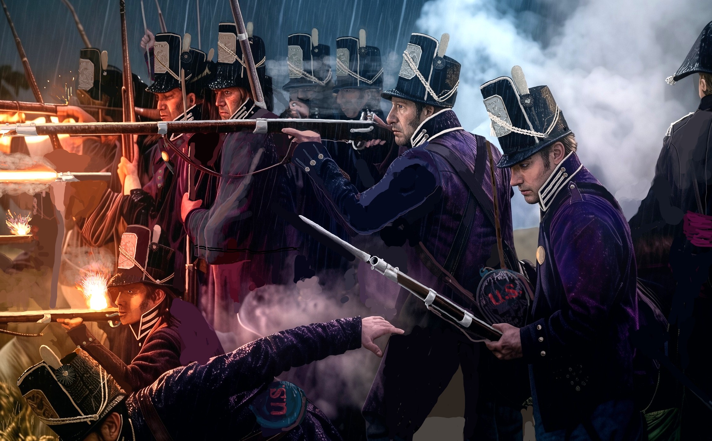 U.S. Infantry fighting in 1813, by R Henderson